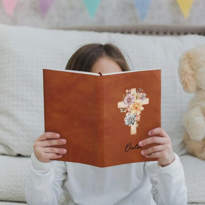 Personalized Prayer Notebook with Birth Flower Cross
