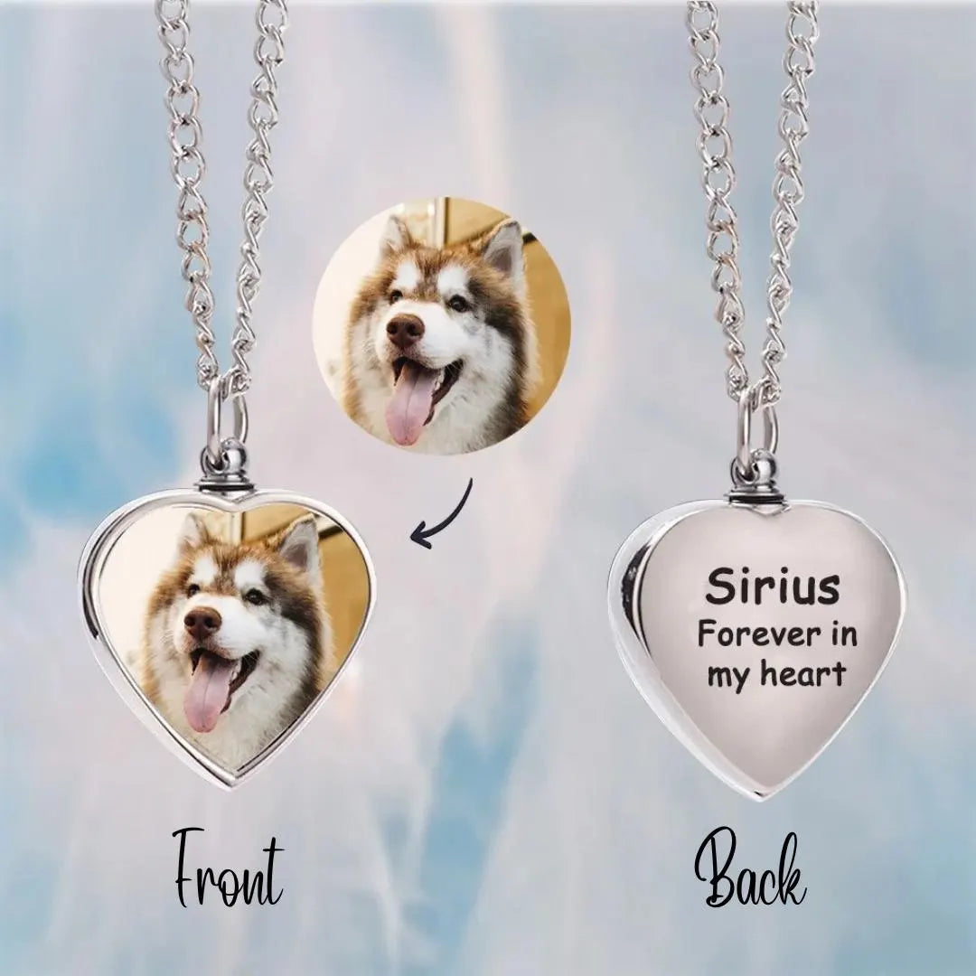 Custom Pet Photo Urn Heart Necklace