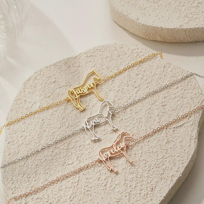 Custom Horse Silhouette Bracelet with Name