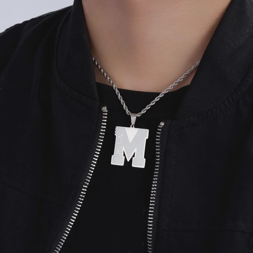 Custom Enamel Initial Necklace with Name