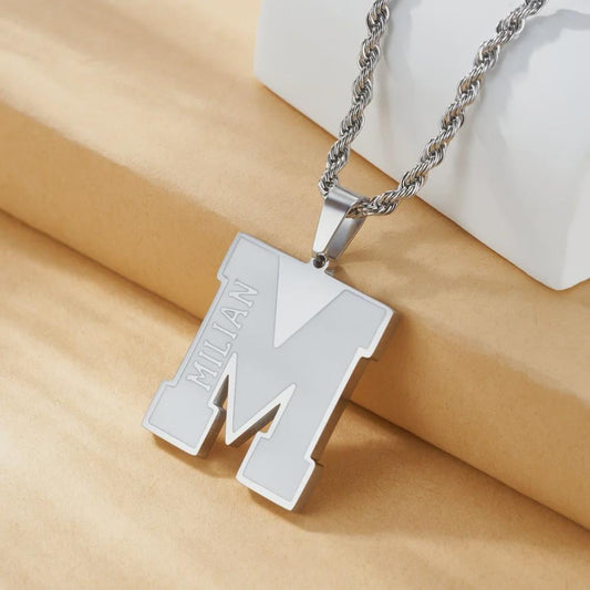 Custom Enamel Initial Necklace with Name