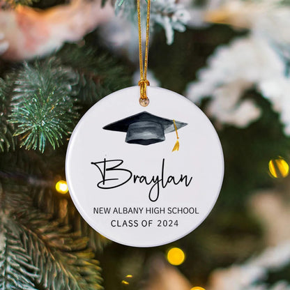 Name Graduation Cap Christmas Tree Ornament