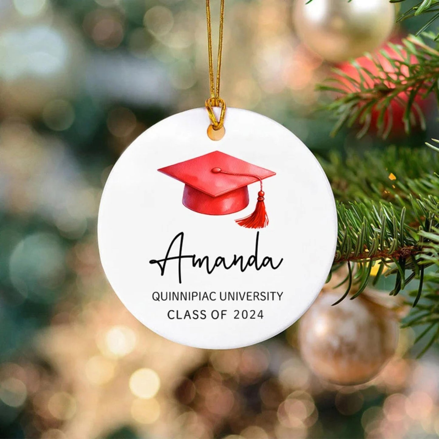 Name Graduation Cap Christmas Tree Ornament