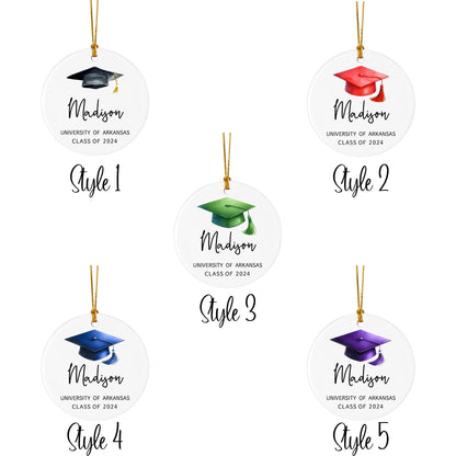 Name Graduation Cap Christmas Tree Ornament