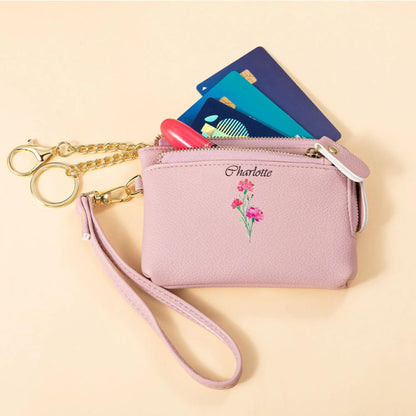 Name Watercolor Birth Flower Clutch Wallet