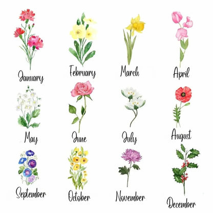 Name Watercolor Birth Flower Clutch Wallet