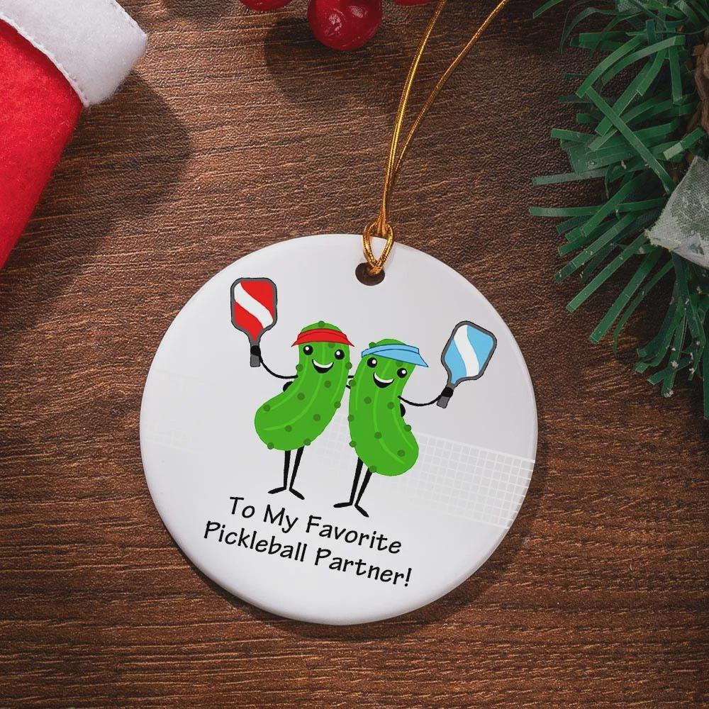 Custom Cartoon Pickleball Christmas Tree Decoration