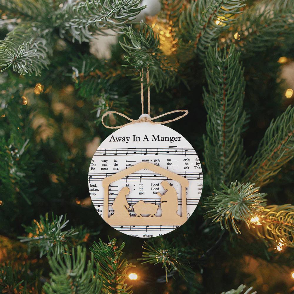 Wooden Nativity Scene Christmas Tree Decoration