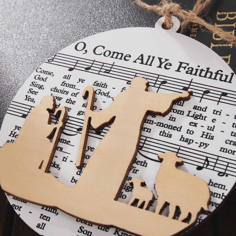 Wooden Nativity Scene Christmas Tree Decoration