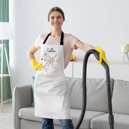 Christmas Light Coquette Bow Custom Holiday Kitchen Apron