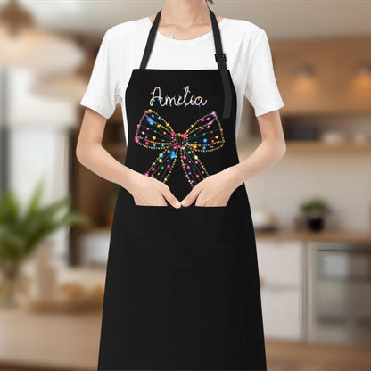 Christmas Light Coquette Bow Custom Holiday Kitchen Apron