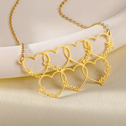 Multiple Interlocking Hearts Name Necklace