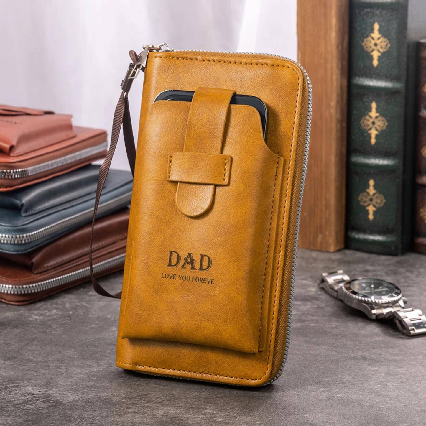 Personalized Men's Vegan Leather Phone Wallet
