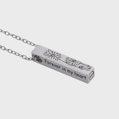 Urn Bar Necklace with Birth Flower and Custom Engravings