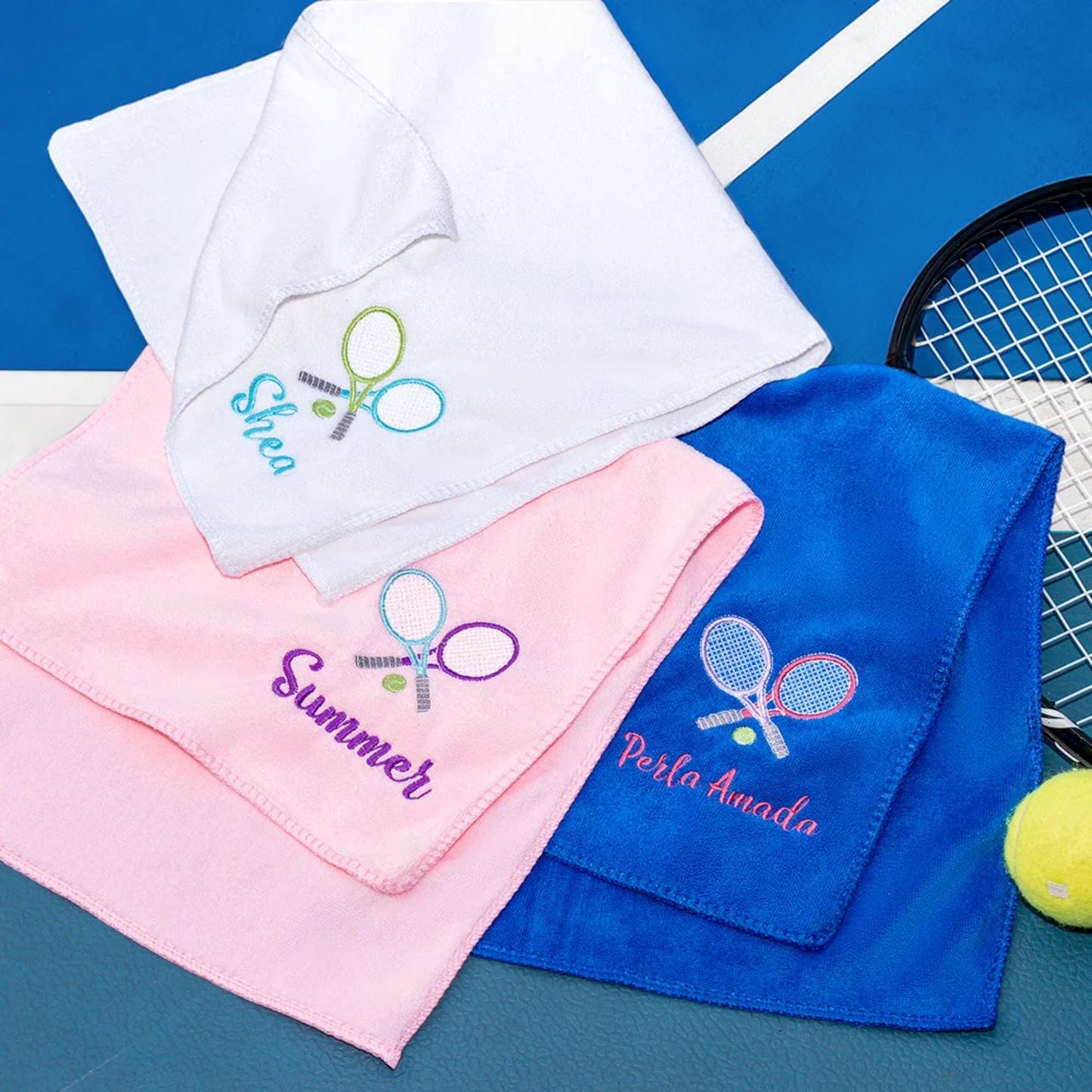 Custom Name Embroidered Tennis Towel