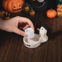Individuell gestalteter Halloween-Geisterkerzenhalter aus Keramik