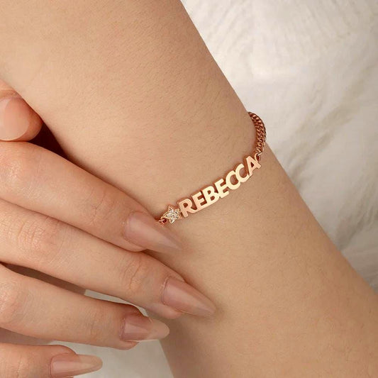 Custom Chunky Name Bracelet with Heart or Star