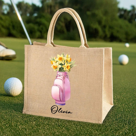Custom Name Birth Flower Golf Bag Tote