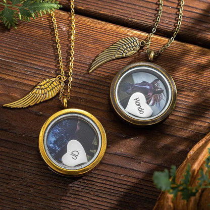 Photo Horse Hair Locket Necklace with Engraved Heart Charm