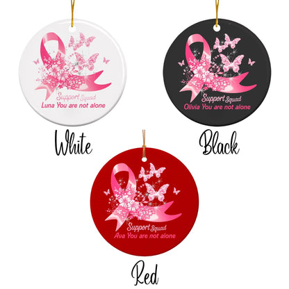 Custom Name Pink Ribbon Breast Cancer Awareness Christmas Tree Decor