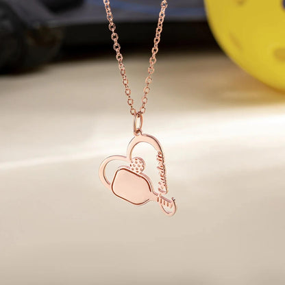 Custom Name Racket Sports Heart Pendant