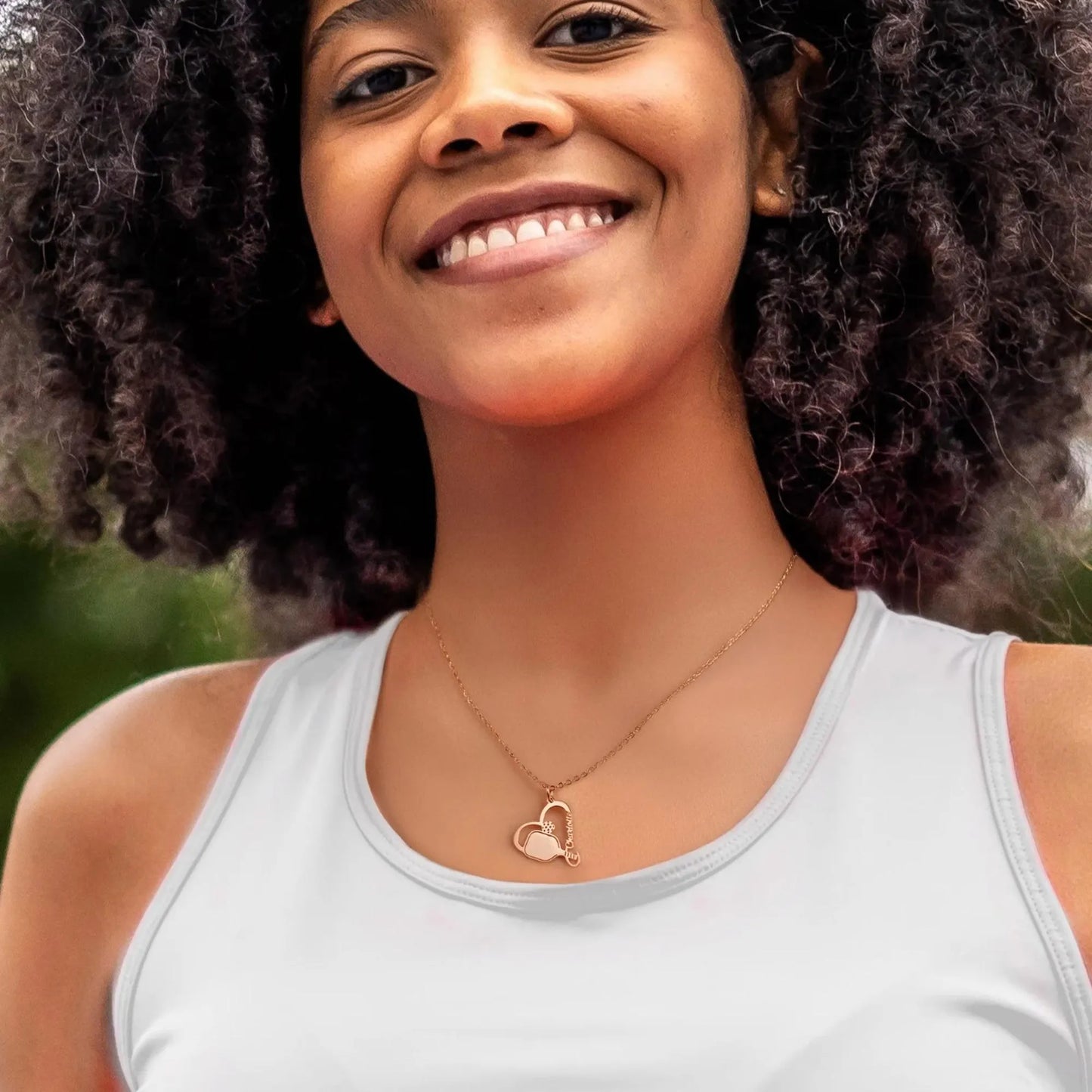 Custom Name Racket Sports Heart Pendant