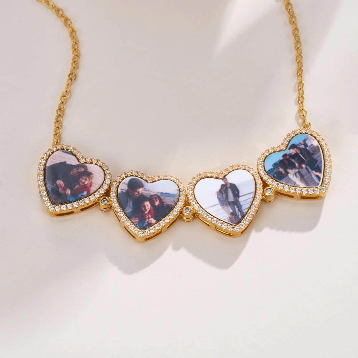 4 Heart Photos Clover Pendant Necklace