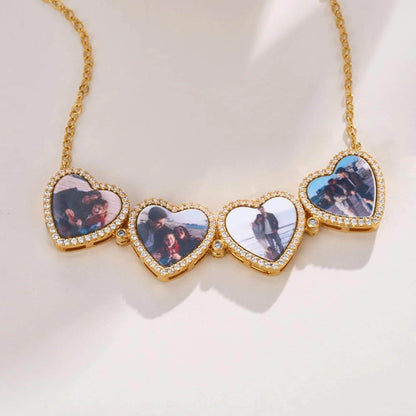 4 Heart Photos Clover Pendant Necklace