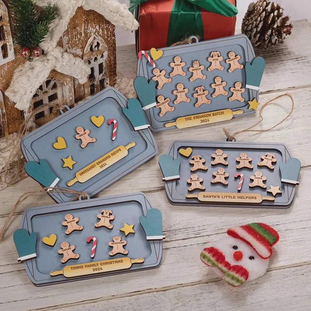 Custom Names Gingerbread Family Christmas Tree Decoration