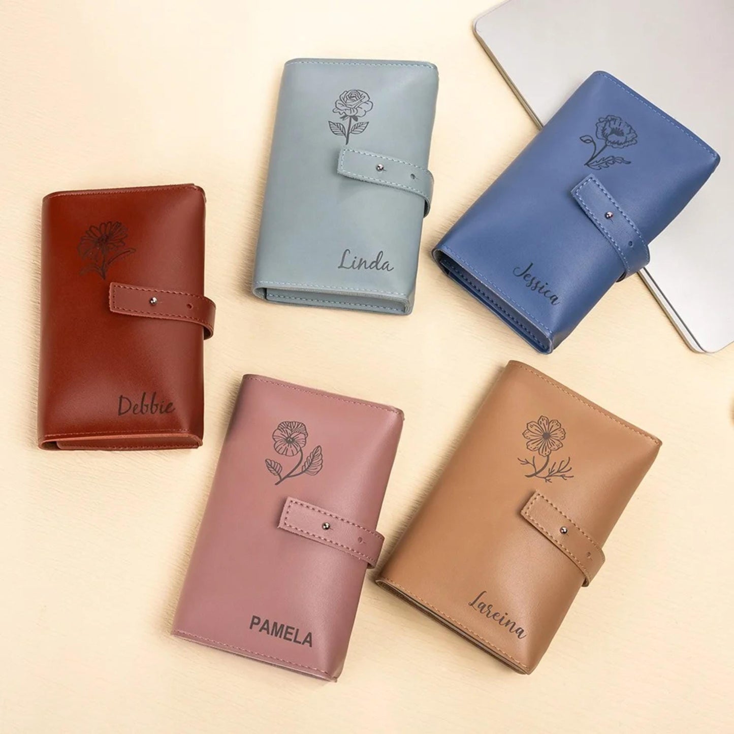 Personalized Birth Flower Travel Charger Cable Organizer