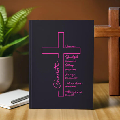 Name Cross and Bible Verse Hardcover Notebook