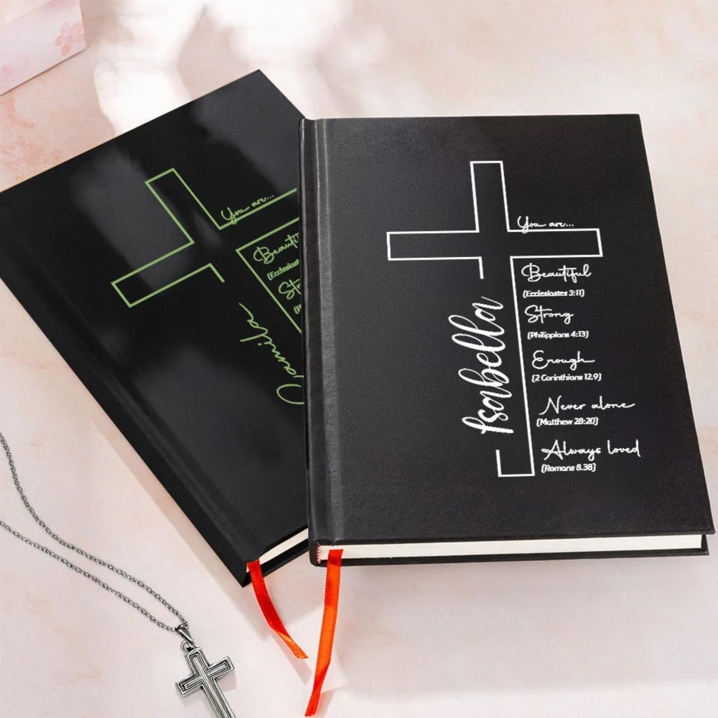 Name Cross and Bible Verse Hardcover Notebook