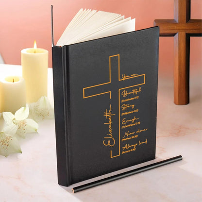 Name Cross and Bible Verse Hardcover Notebook