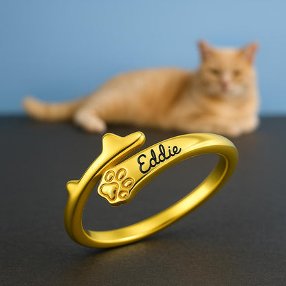 Personalized Name Cat Ears Adjustable Ring