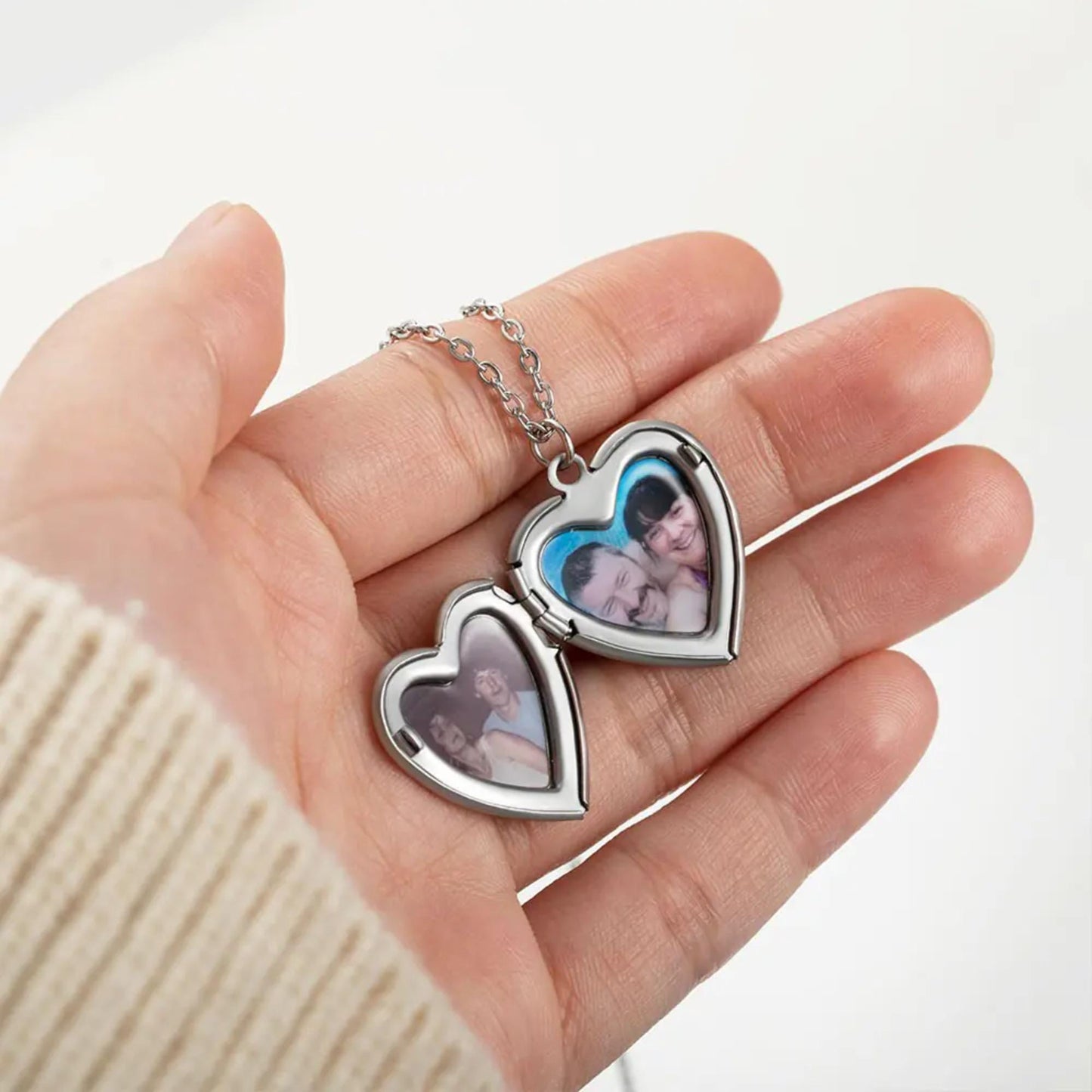 Personalized Heart Locket Necklace with Butterfly