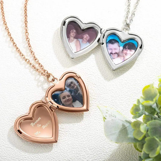 Personalized Heart Locket Necklace with Butterfly