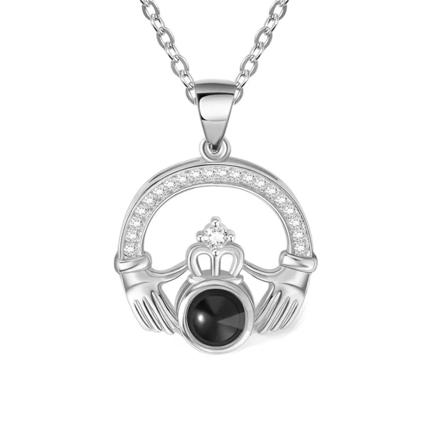 Personalized Claddagh Photo Projection Necklace