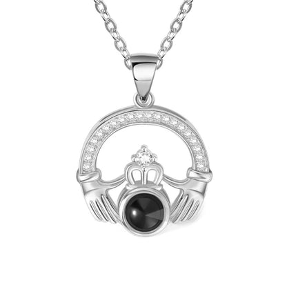 Personalized Claddagh Photo Projection Necklace