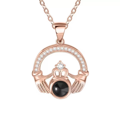 Personalized Claddagh Photo Projection Necklace