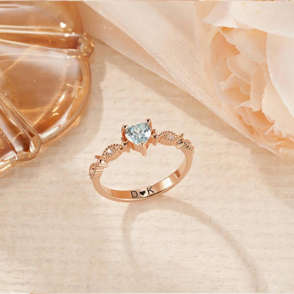 Custom Name Promise Ring with Heart Birthstone