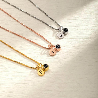 Personalized Photo Projection Necklace with Initial Charm