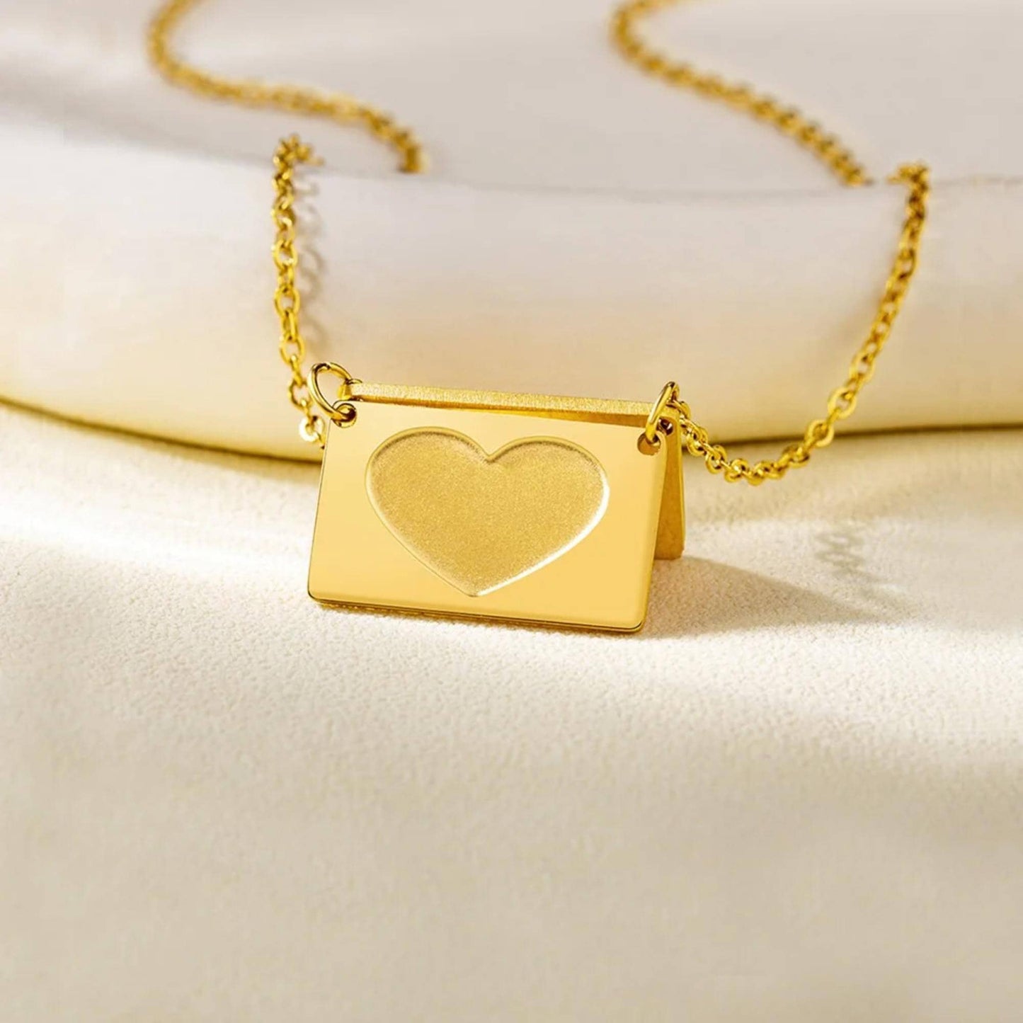 Secret Message Heart Envelope Locket Necklace