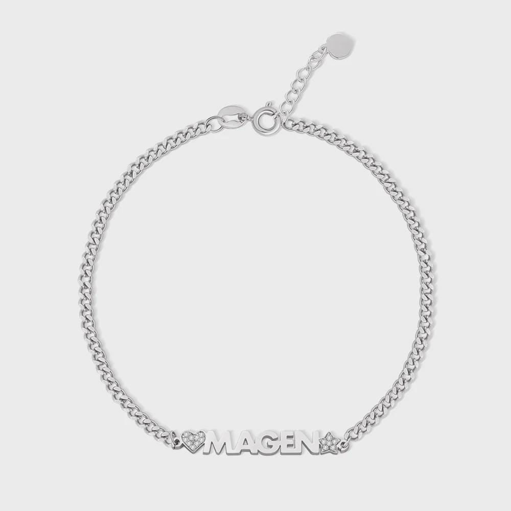 Custom Chunky Name Bracelet with Heart or Star