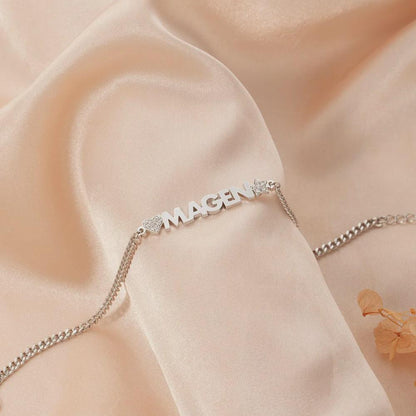 Custom Chunky Name Bracelet with Heart or Star