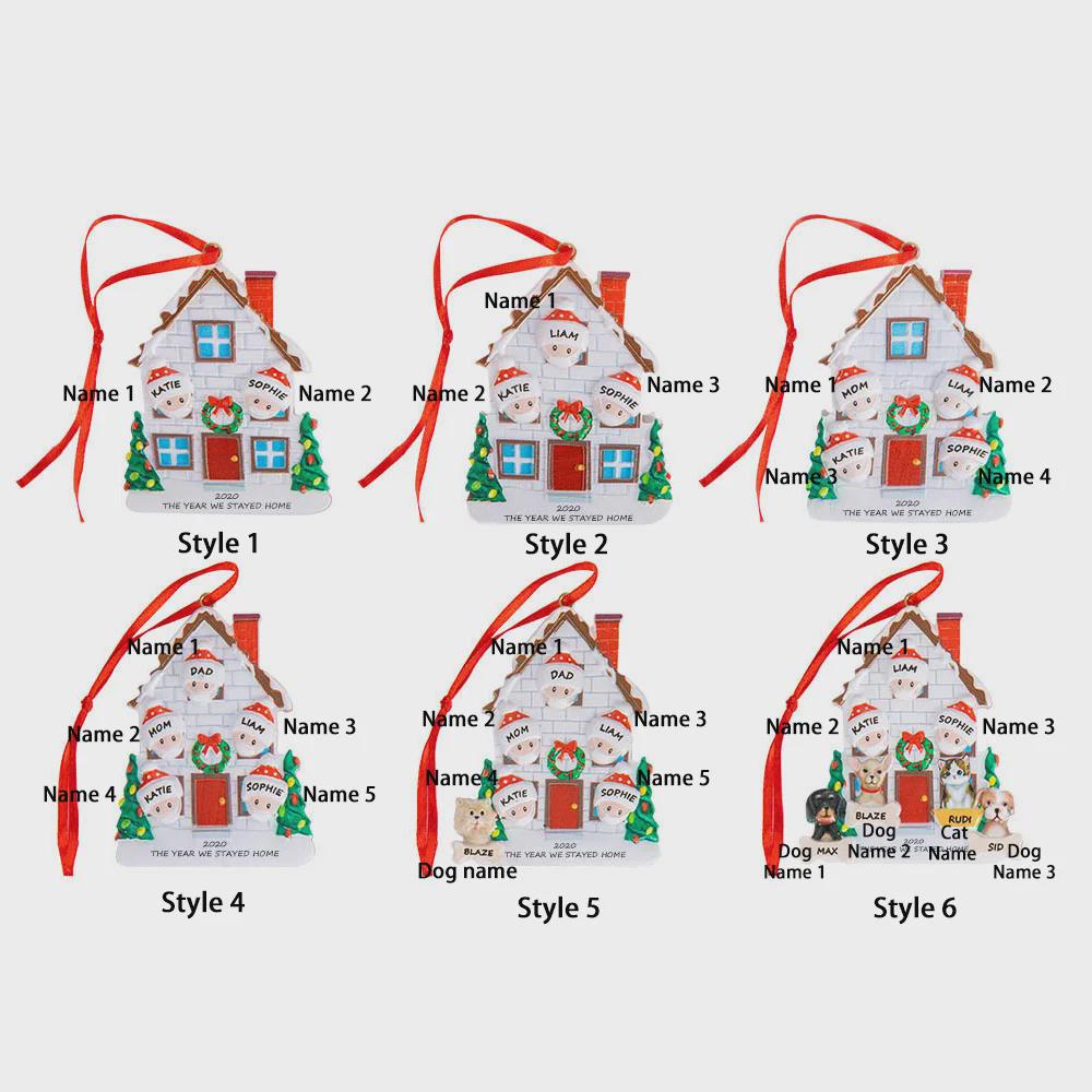 Custom Stay at Home Family Christmas Tree Decoration