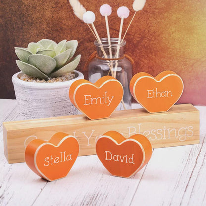 Custom Family Names Heart Ornament Set