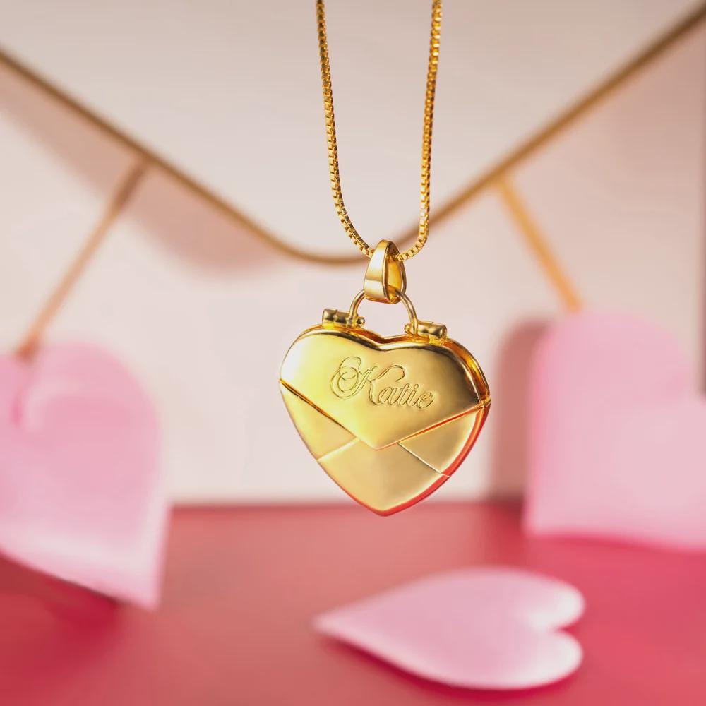 Secret Message Heart Envelope Locket Necklace