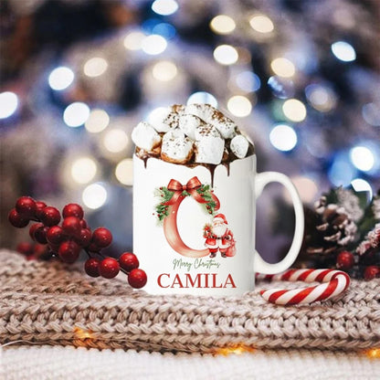Custom Name Santa Claus Christmas Mug with Initial