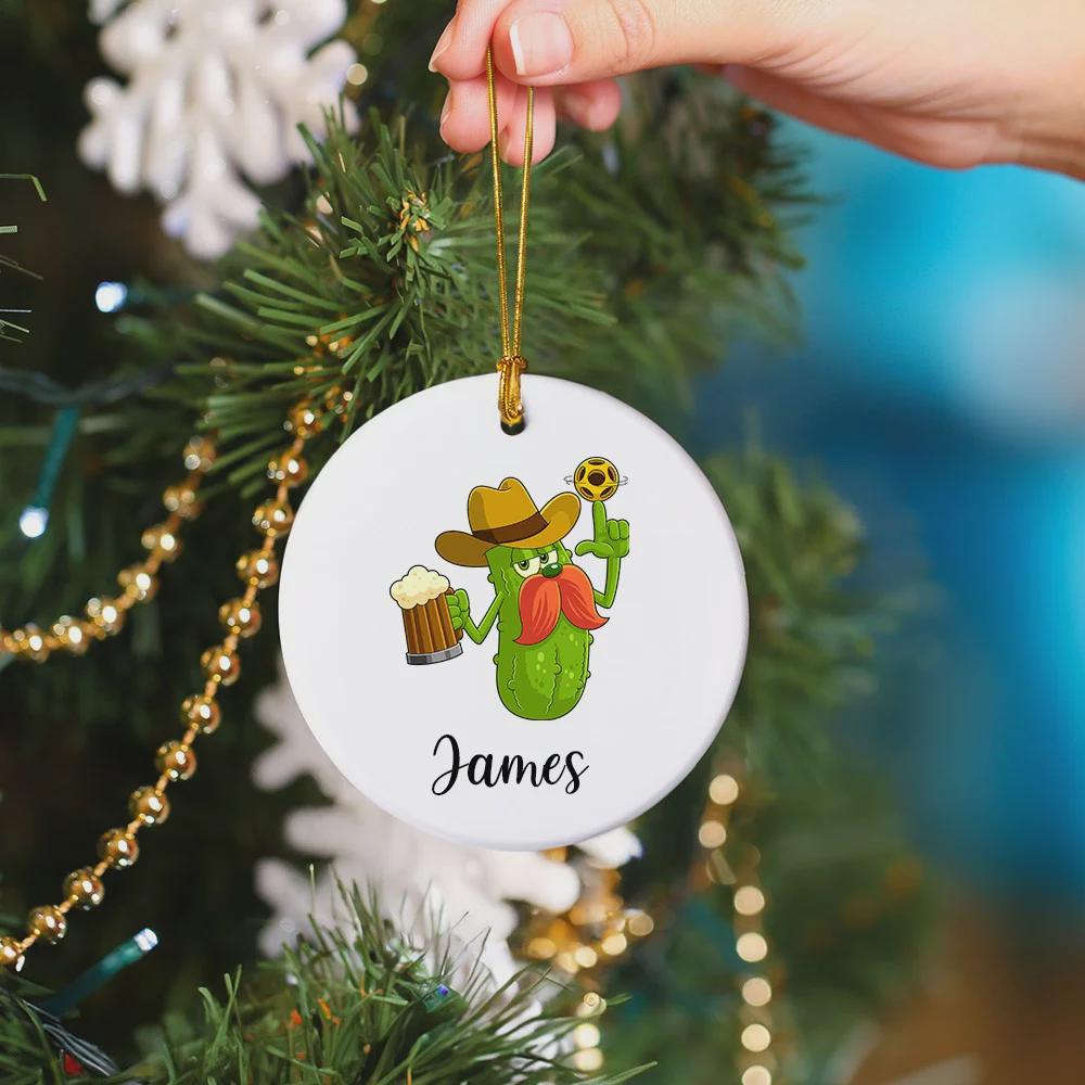 Personalized Funny Cartoon Pickleball Christmas Ornament