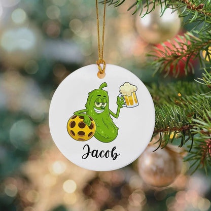 Personalized Funny Cartoon Pickleball Christmas Ornament